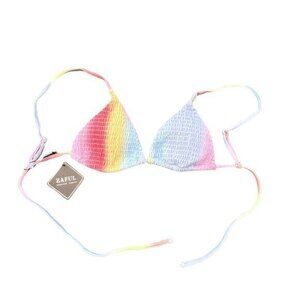 Zaful Bikini Top Size 6 Pastel Rainbow Vacation Beach Pool NWT Cute!  Brand new.